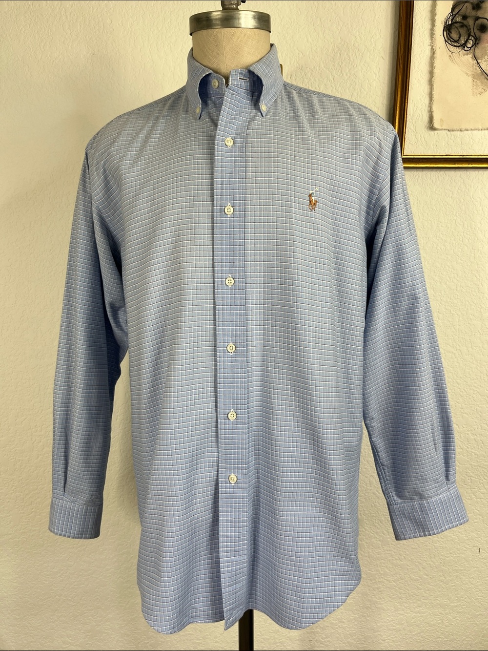 Polo Ralph Lauren Yarmouth Gridded Plaid Colored Pony Button Front Shirt